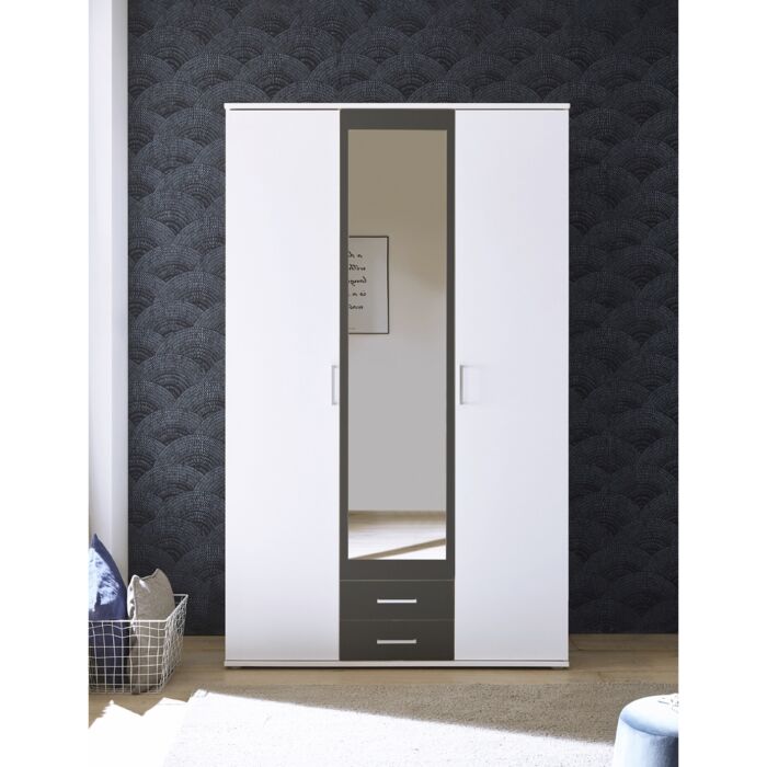 Kleiderschrank «Dina», B 120 x H 196 x T 53,5 cm, Dekor weiss/anthrazit main product photo