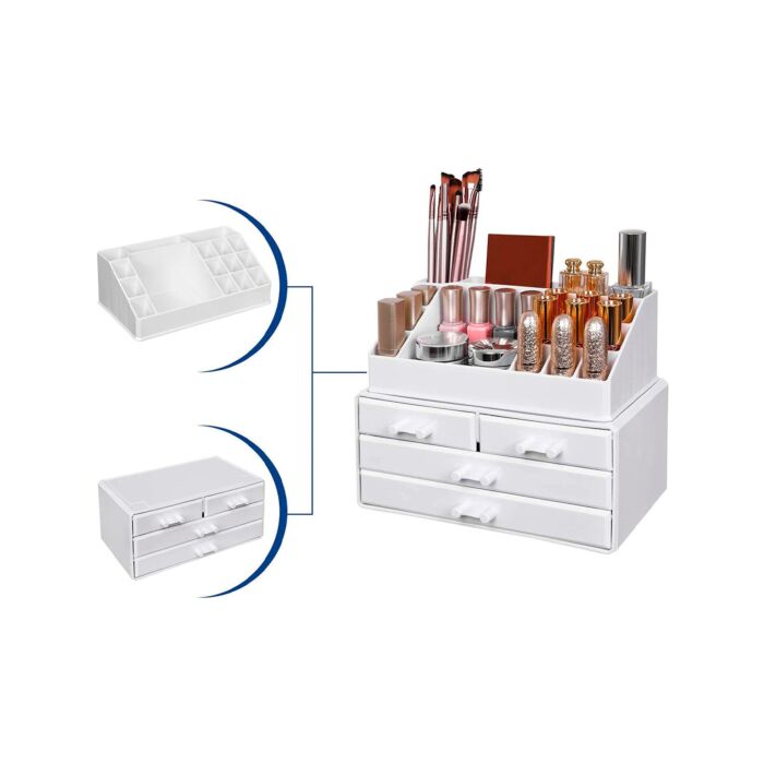 SONGMICS Kosmetikbox, B 24 x H 18,5 x T 13,5 cm, weiss