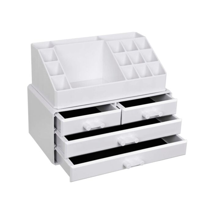 SONGMICS Kosmetikbox, B 24 x H 18,5 x T 13,5 cm, weiss