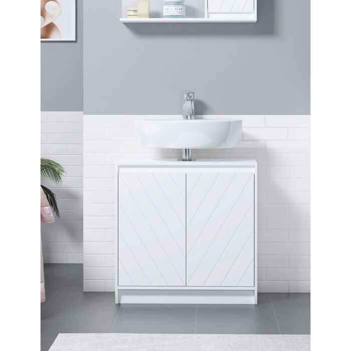 Meuble sous-lavabo «Noémie», L 60 x H 60 x P 30 cm, blanc