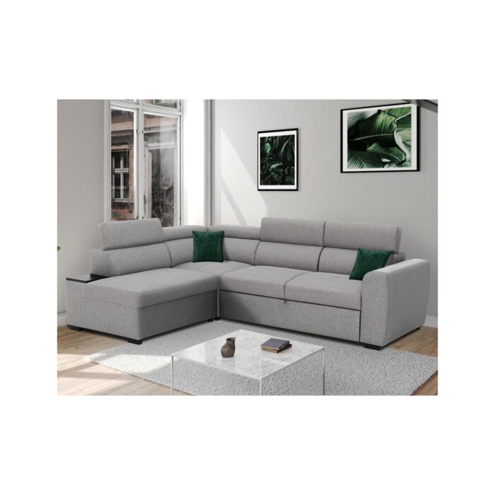 Schlaf-Ecksofa «Kayli», 245 x 184 cm, hellgrau