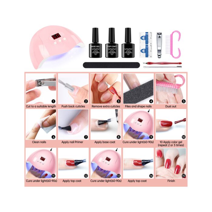 Set de Nail Art «Nail UV kit», 78 accessoires, avec lampe UV