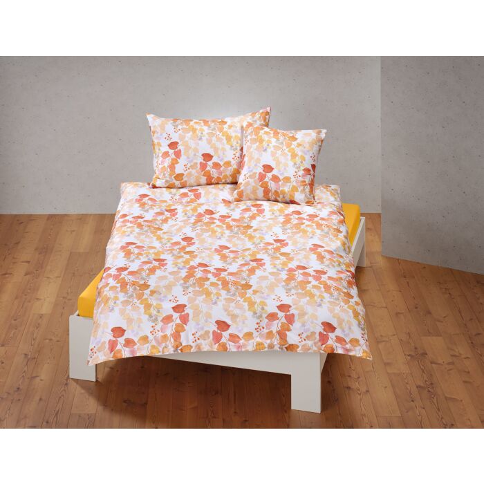 Satin-Bettwäsche mit Blätterprint main product photo