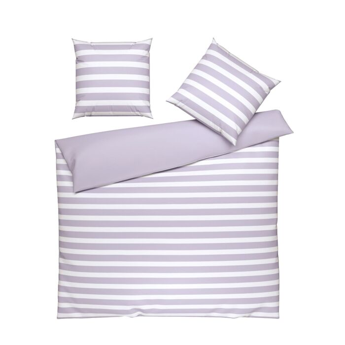 Linge de lit à rayures intemporelles , lilas