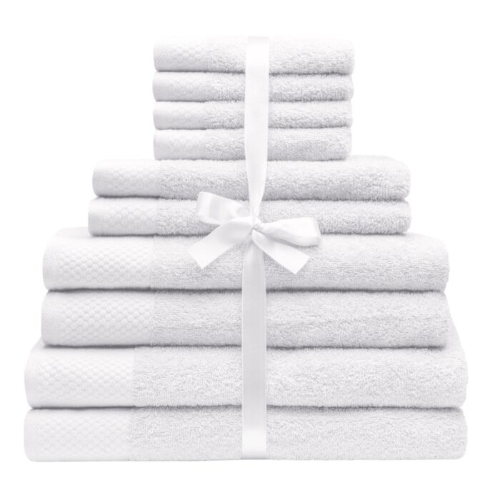 Lot de linge éponge « Uni », 10 pièces, absorbant et doux