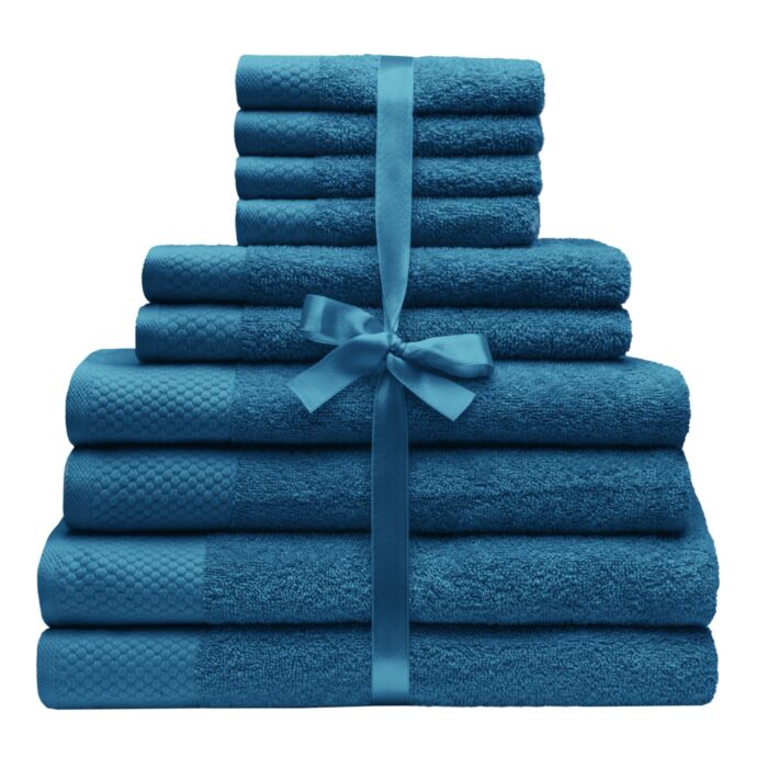 Lot de linge éponge « Uni », 10 pièces, absorbant et doux