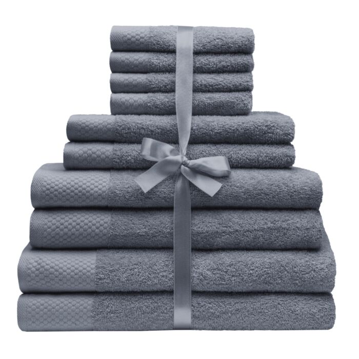 Lot de linge éponge « Uni », 10 pièces, absorbant et doux