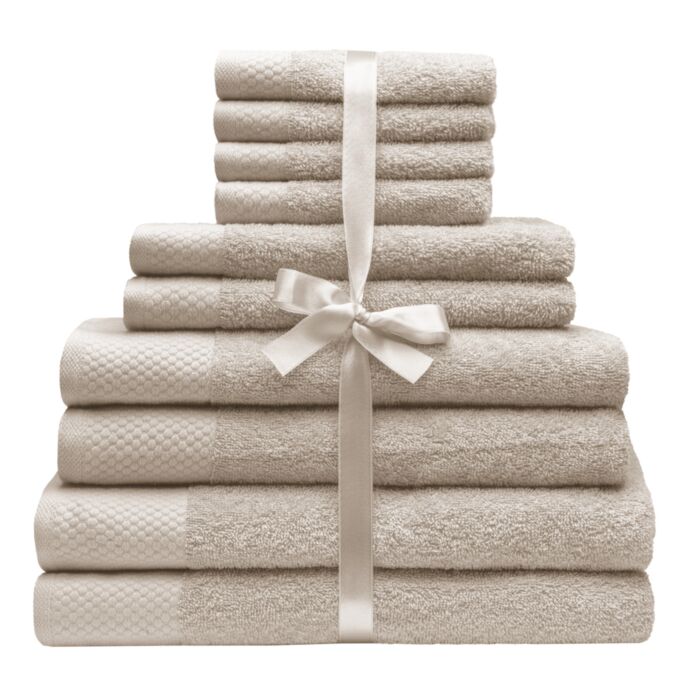 Lot de linge éponge « Uni », 10 pièces, absorbant et doux