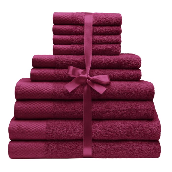 Lot de linge éponge « Uni », 10 pièces, absorbant et doux