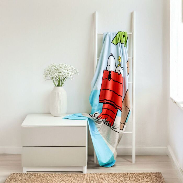 Linge de plage PEANUTS « Snoopy Vacation », 100x180 cm, bleu main product photo