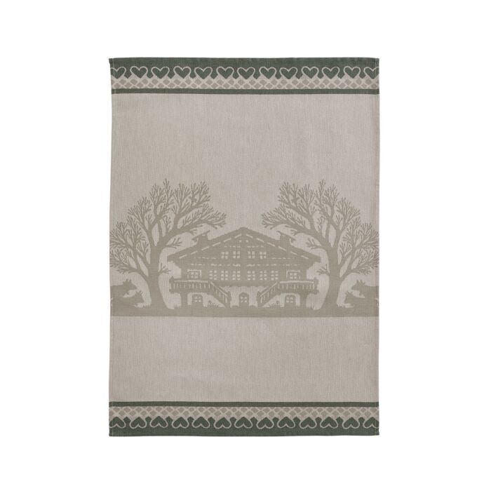 Linge de cuisine «Papier découpé», lot de 2 avec motif de chalet