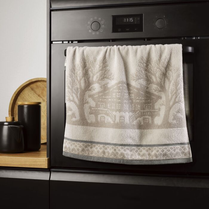 Linge éponge «Papier découpé», lot de 2 avec motif chalet