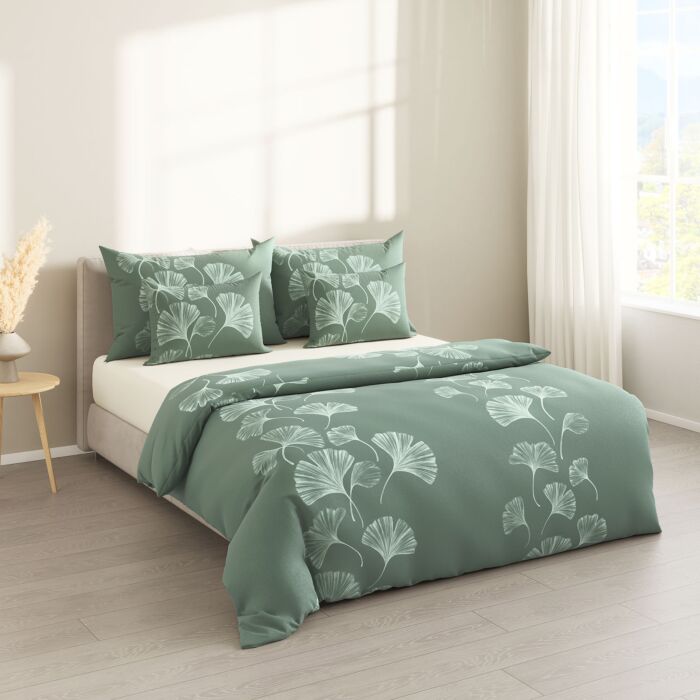 Linge de lit en flanelle à motif de feuilles