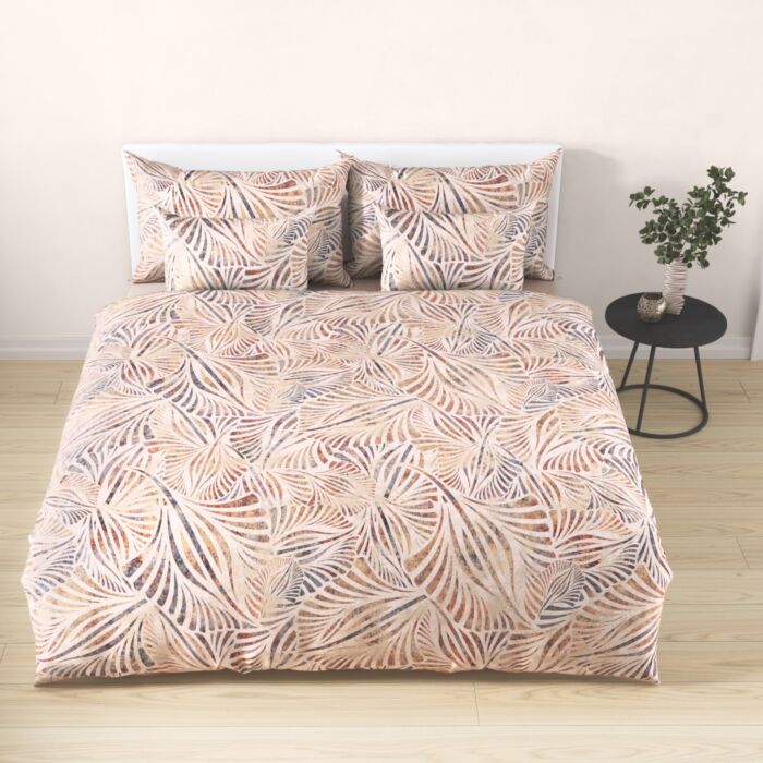 Linge de lit orné d'un motif moderne représentant des feuilles