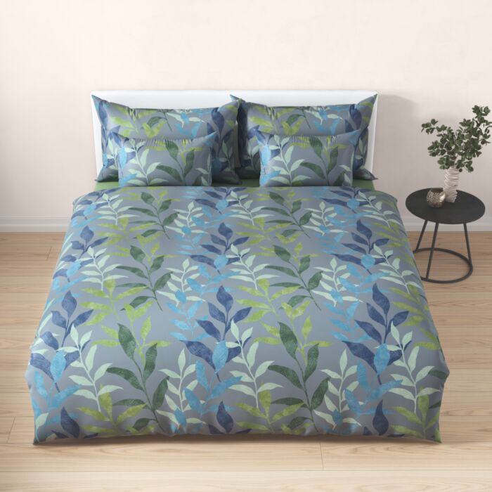Linge de lit ornée d'un élégant motif de feuilles