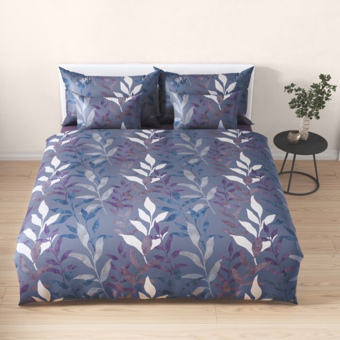Linge de lit ornée d'un élégant motif de feuilles