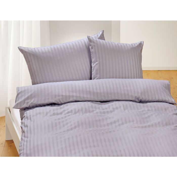 Bettwäsche Uni gestreift aus Bio-Satin