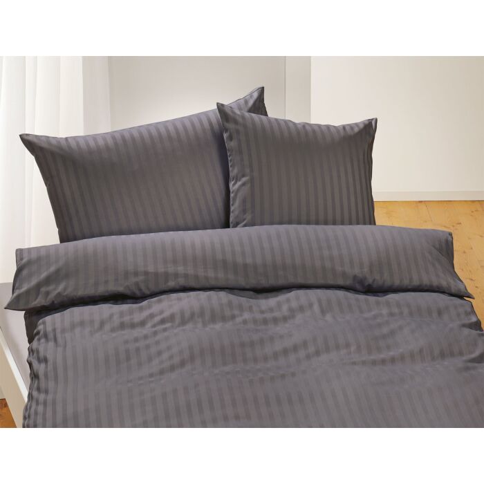 Bettwäsche Uni gestreift aus Bio-Satin