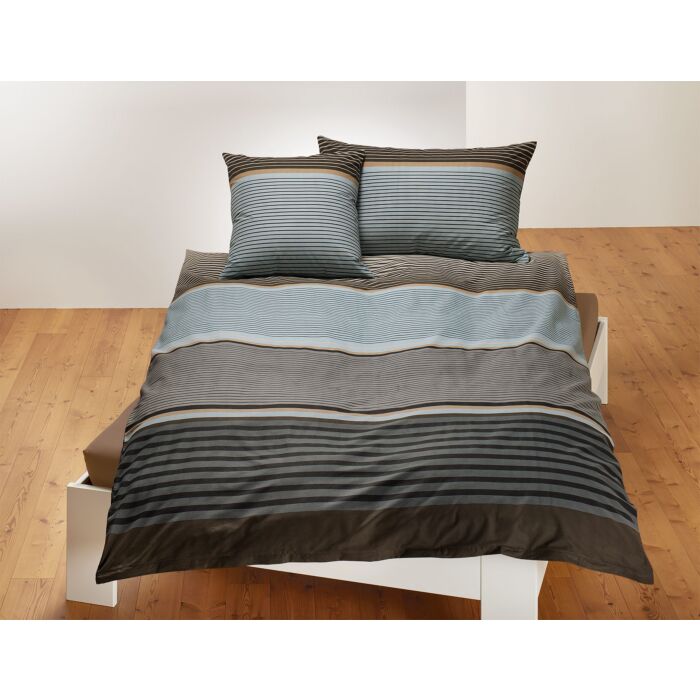 Bettwäsche Streifen Blau-Grau main product photo