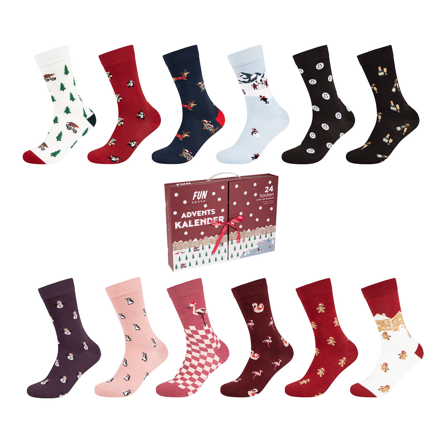 Calendrier de l'Avent « Fun Socks » pour dames, lot de 12