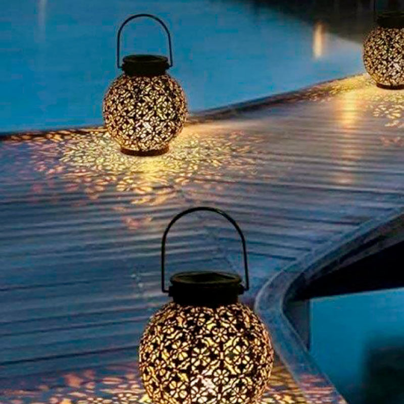 LED-Solar-Laterne mit Ornament, Ø 18.5 cm, warmweisse LED
