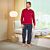 Pyjama long pour hommes avec col en V, rouge-bleu