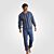 Herren Langarmpyjama, Blau, V-Ausschnitt