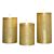 Stumpenkerzen 3er‑Set, Echtwachs, LED‑Flamme, Gold