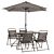 Table avec 4 chaises pliantes et parasol